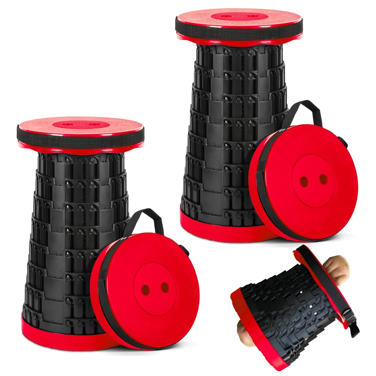 NT83906 Upgraded Collapsible Stool, 620 lbs Max Weight, Portable Retractable Foldable Telescoping Camping Stool - Pack of 2