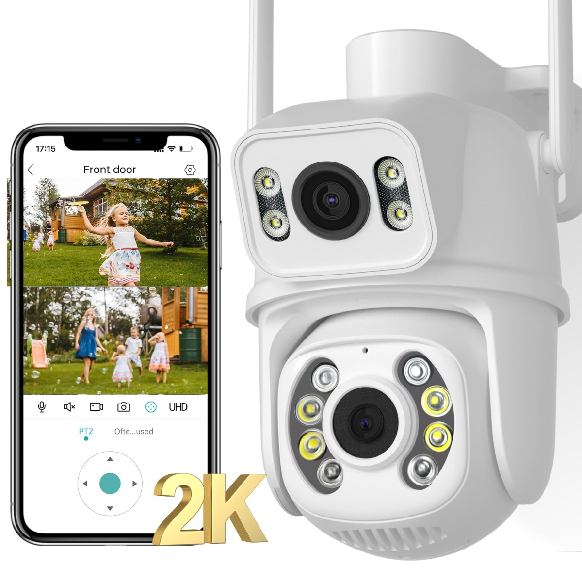 NT84076 2.5K 6MP Dual Lens Wi-Fi Security Camera with Auto Tracking & Human Detection