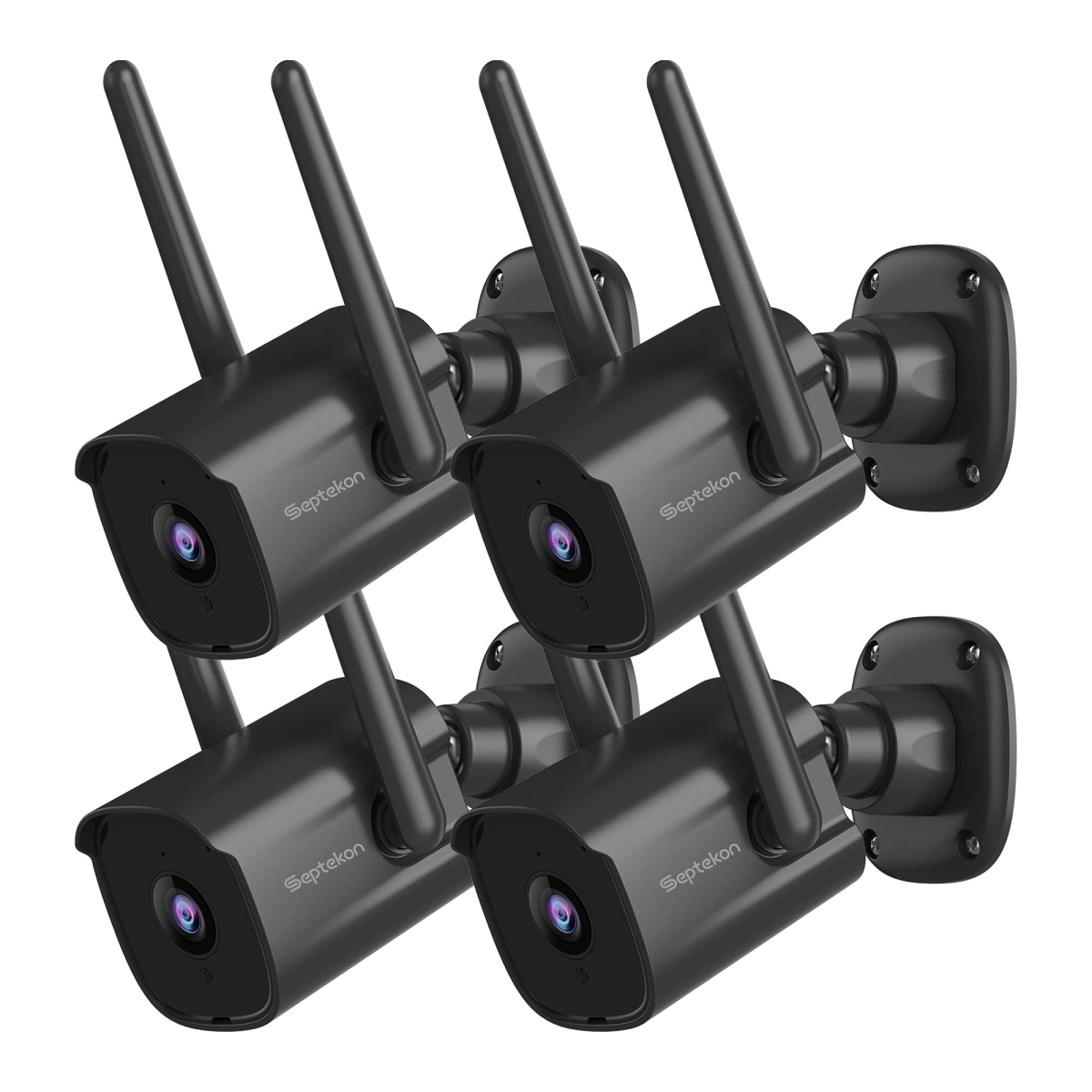 NT84124 Septekon 2K Home Security Camera with Night Vision & Two-Way Audio - Pack of 4