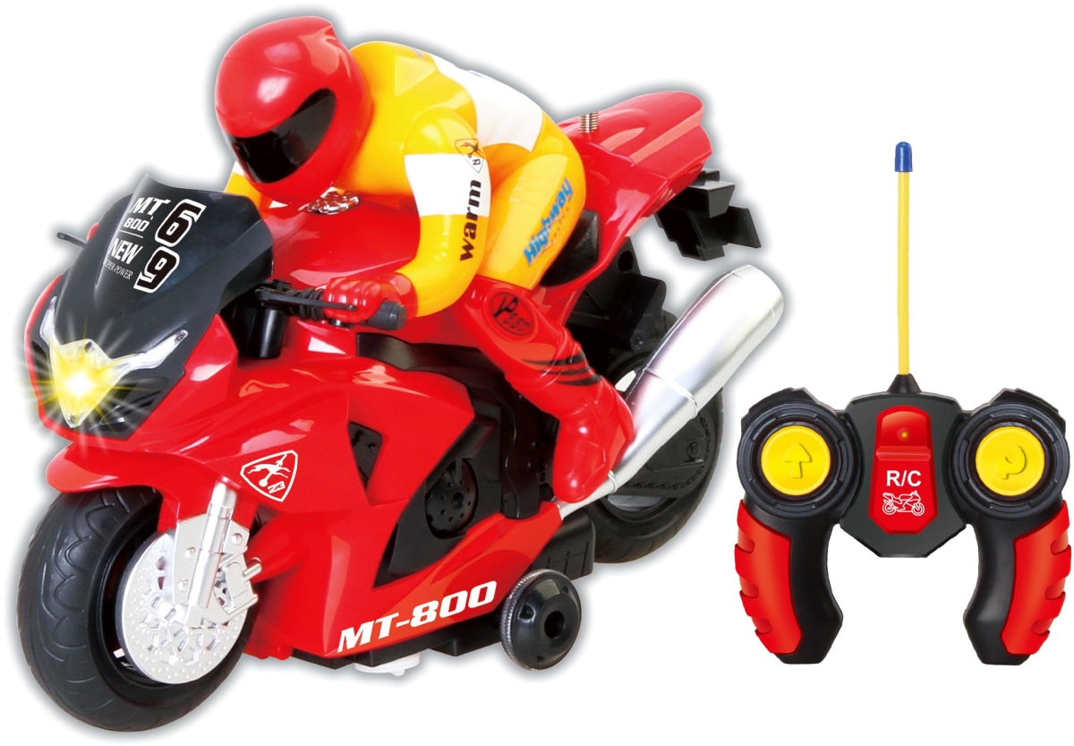 NT84143 PowerTRC 360 Degree Rotate Spinning Remote Control Race Motorcycle with Light & Sound - Red
