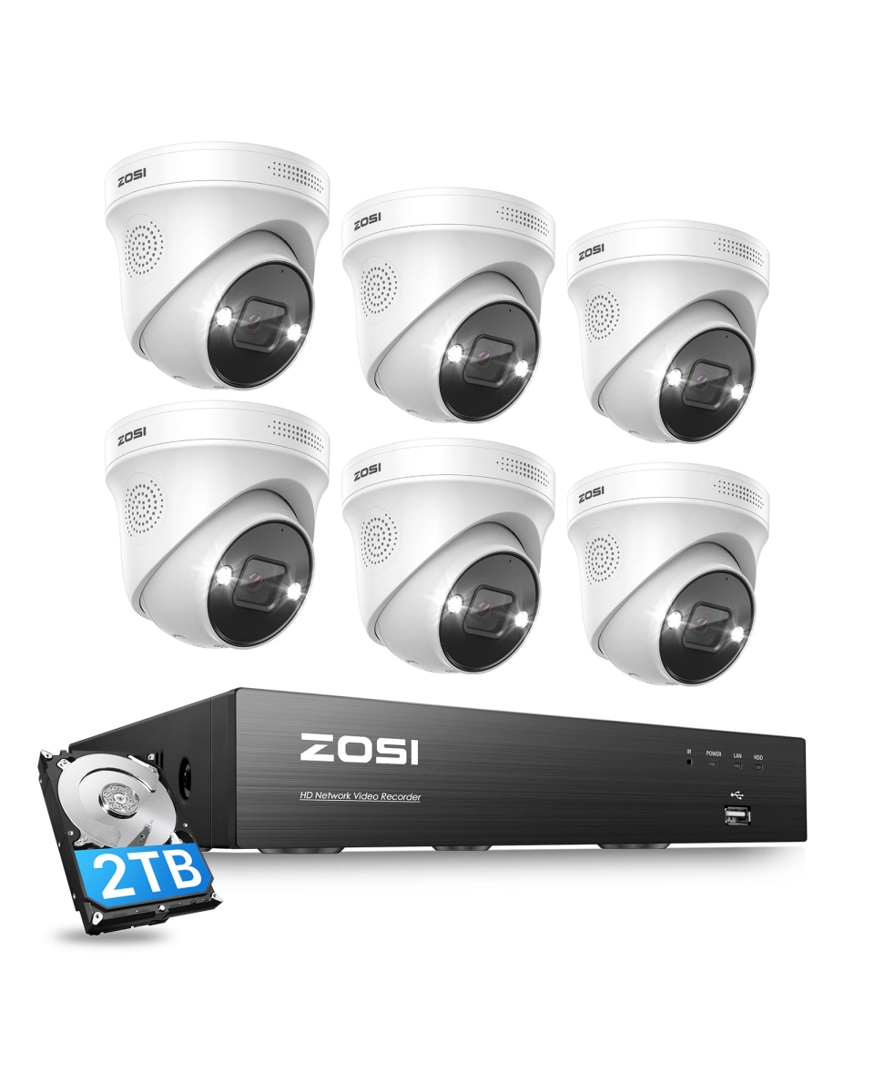 NT84153 ZOSI 4K 8CH PoE Security Camera System with 4K Wired Indoor & Outdoo Camera & 8CH 8MP NVR - 6 Piece