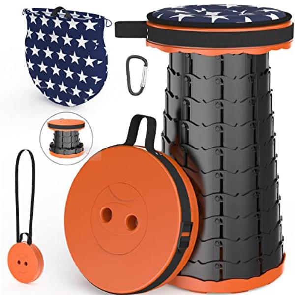 NT84196 ALEVMOOM Telescoping Stool with Cushion, Portable Collapsible Stool, Camping Stools Retractable Folding Chair