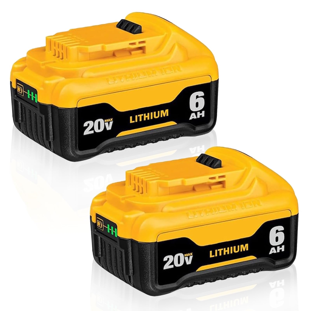 NT84267 6.0Ah Replacement Battery for DeWalt 20V Max Cordless Tools with LED Indicator - Pack of 2