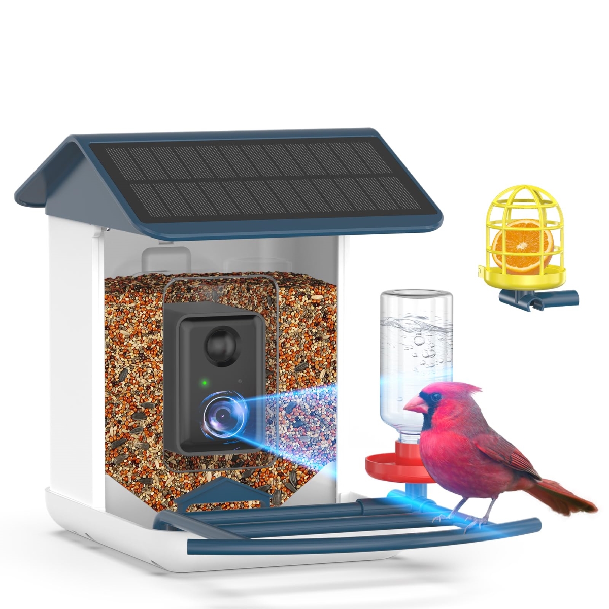 NT84410 Bird Feeder with Camera, Solar-Powered Wireless Outdoor Design, App Alerts & Two-Way Audio