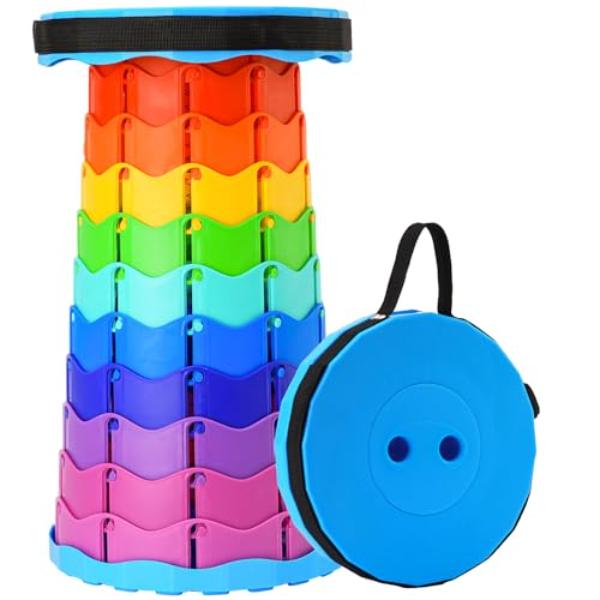 NT84580 Upgraded Foldable Stool, Portable Collapsible Stool for Outdoor Activities - Rainbow
