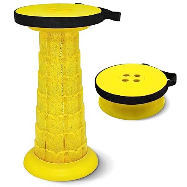 NT84611 Adjustable Retractable Portable Folding Stool for Adults, Heavy Duty, 770 lbs Capacity, Camping Chair, Black