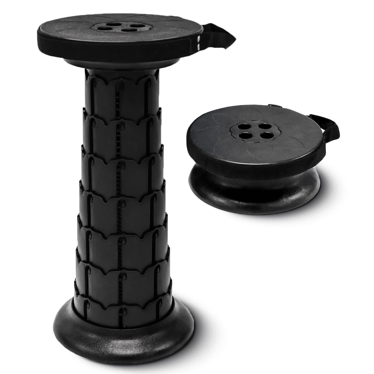 NT84613 Adjustable Retractable Portable Collapsible Folding Stool, Compact Telescoping Stool for Adults, Black