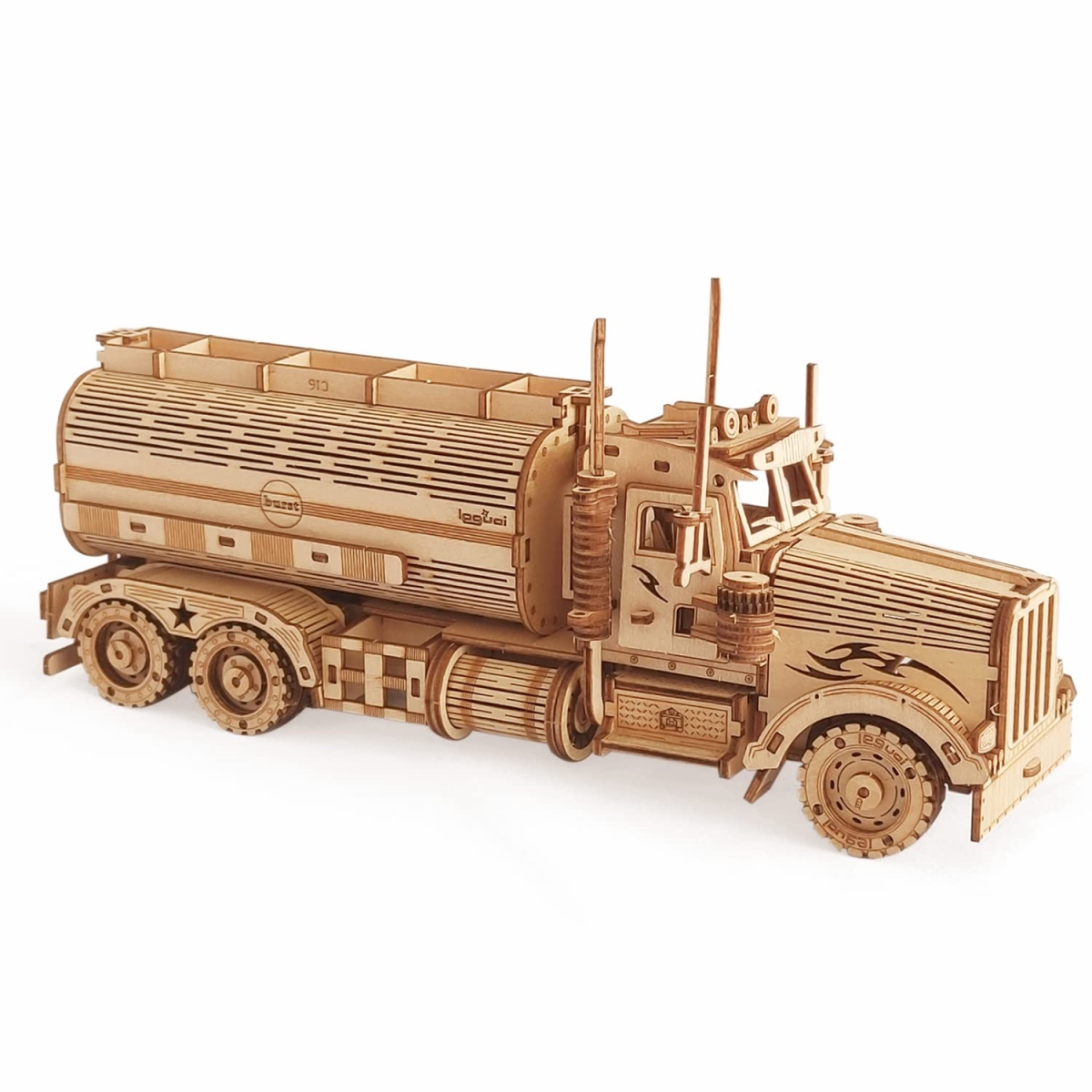 NT84676 3D Wooden Puzzle - Mechanical Tank Truck Model Kit & Coin Bank Crafts Model