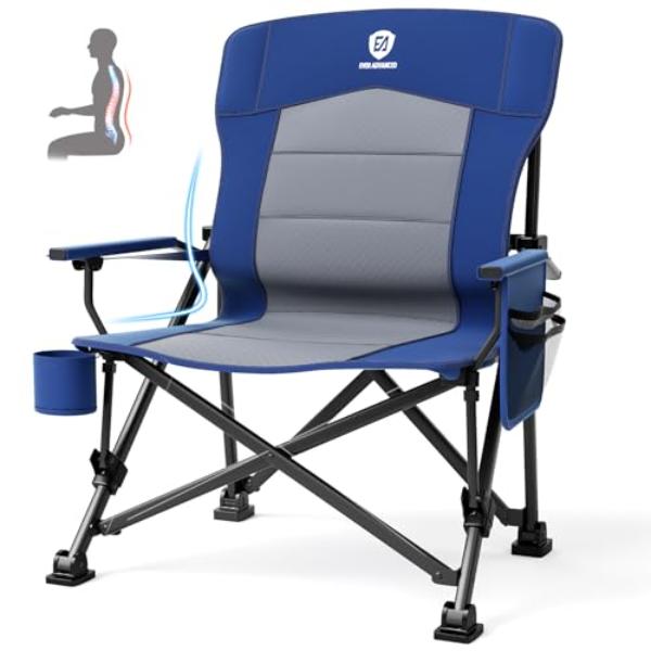 NT84759 EVER ADVANCED Oversized Folding Camping Chair with Adjustable Lumbar Support, Heavy Duty, Portable for Adults