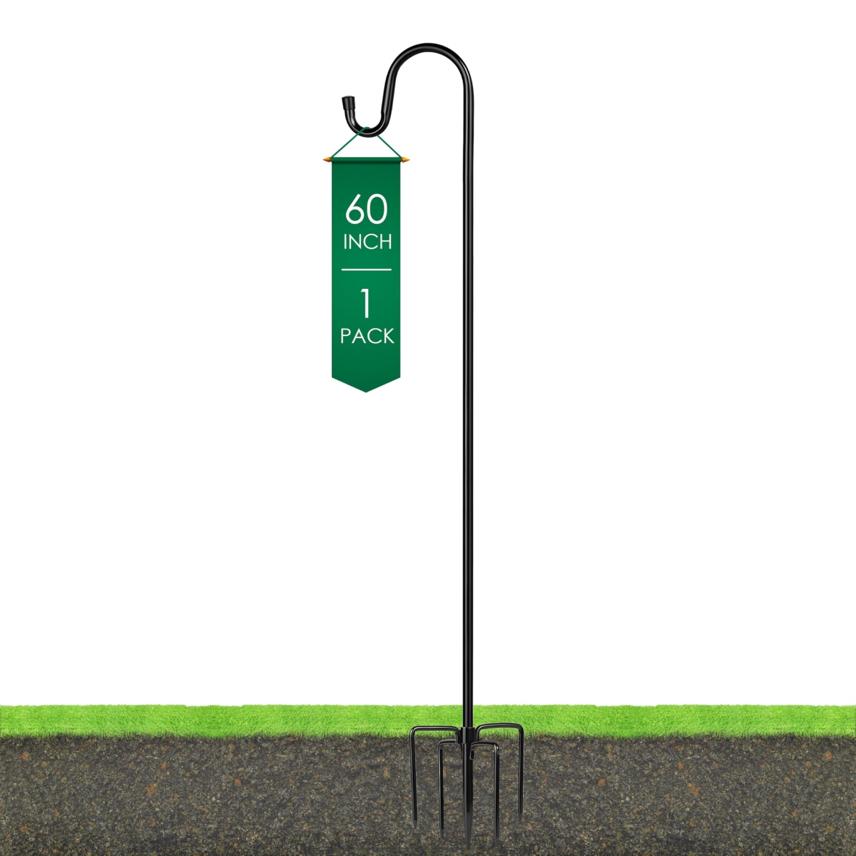 NT84888 60 in. Ottsuls Shepherds Hooks - Heavy Duty Bird Feeder Pole with Adjustable Stand Hanger
