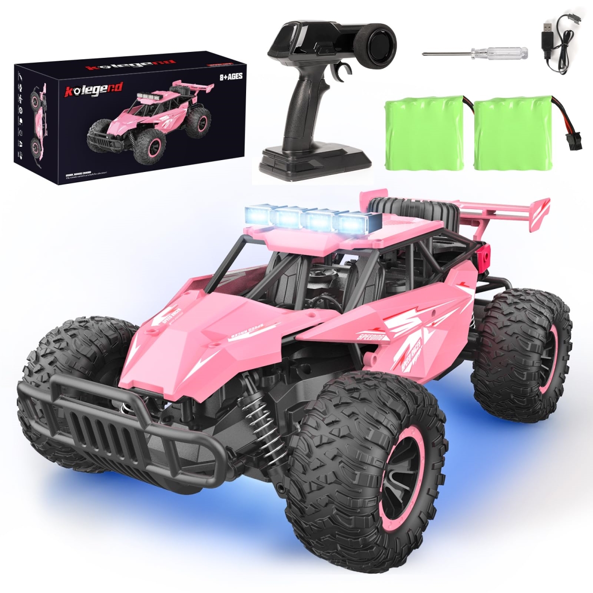 NT84909 kolegend Remote Control Car 1-12 Scale 13 in. All Terrain Remote Control Truck with Flashing Chassis Lights