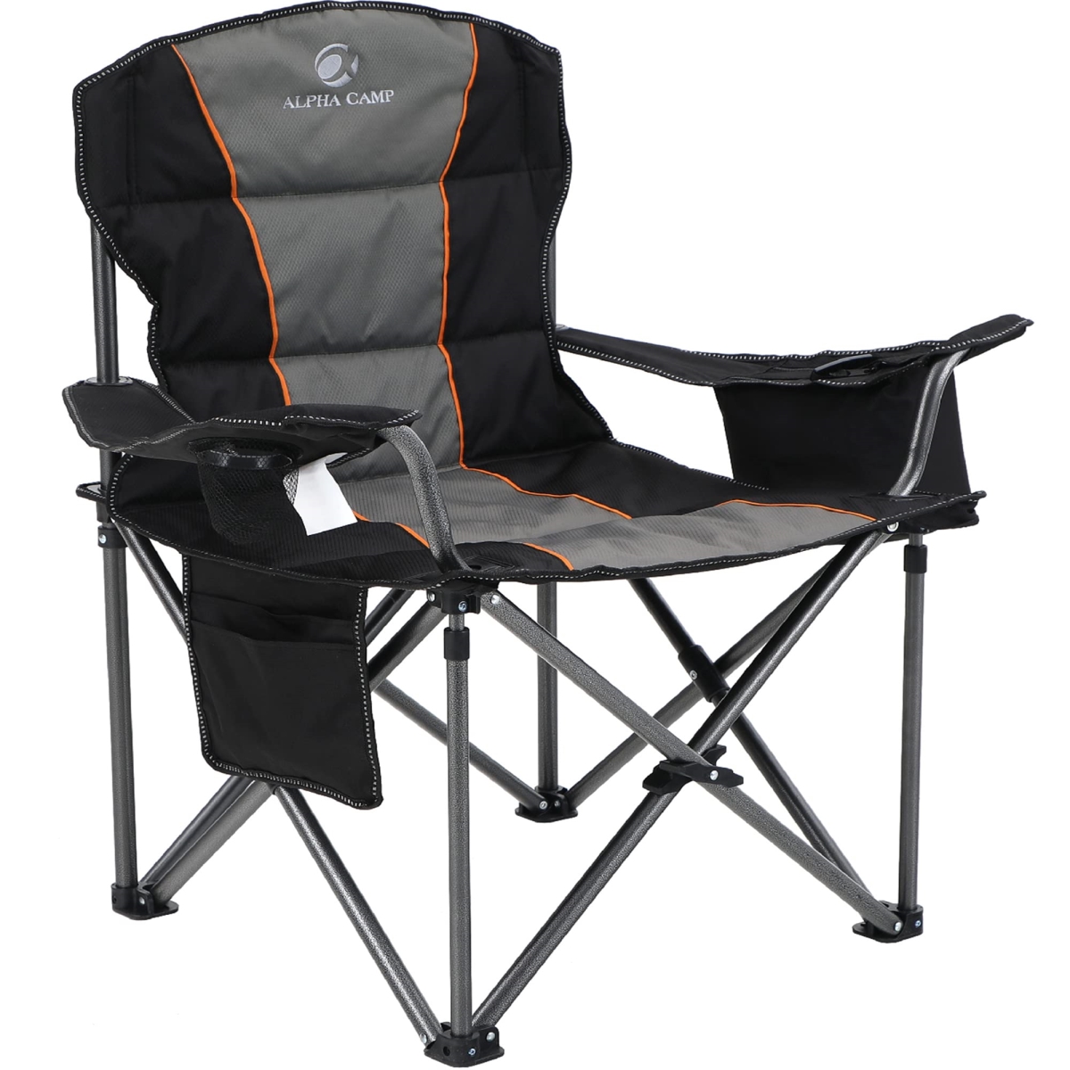 NT85090 ALPHA CAMP Oversized Camping Folding Chair with Steel Frame & Padded Armrests