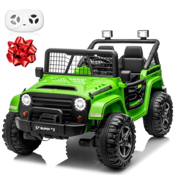 NT85176 24V XL Ride On Car with Remote Control, 2 Seater, 4WD-2WD Switchable, 24V Big Truck for Kids, Green