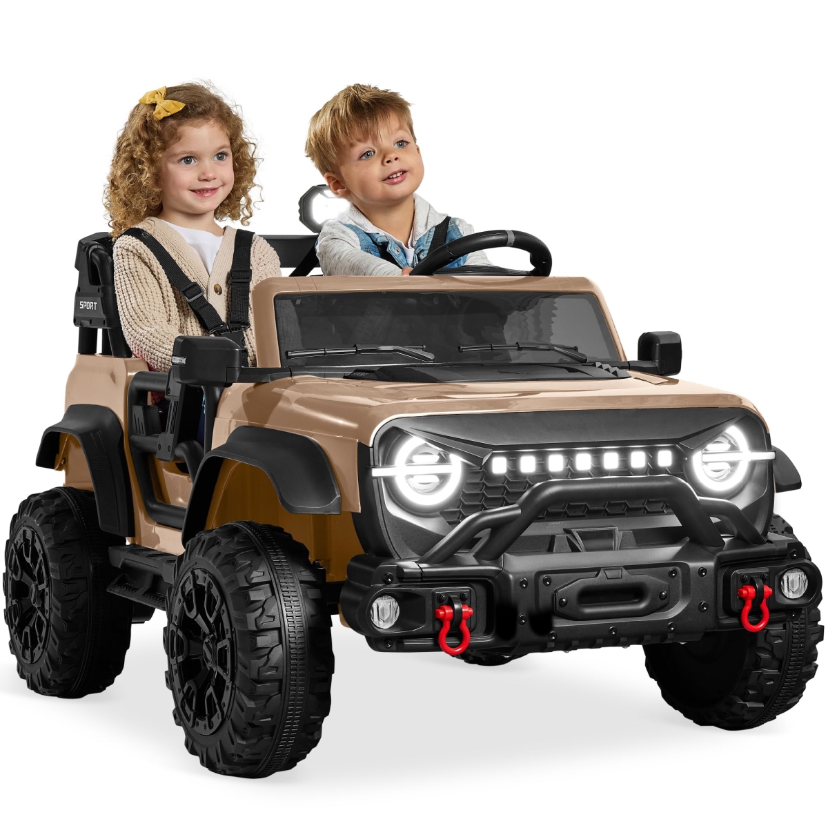 NT85275 Best Choice Kids 24V 2-Seater Electric Ride On Car Truck - Tan