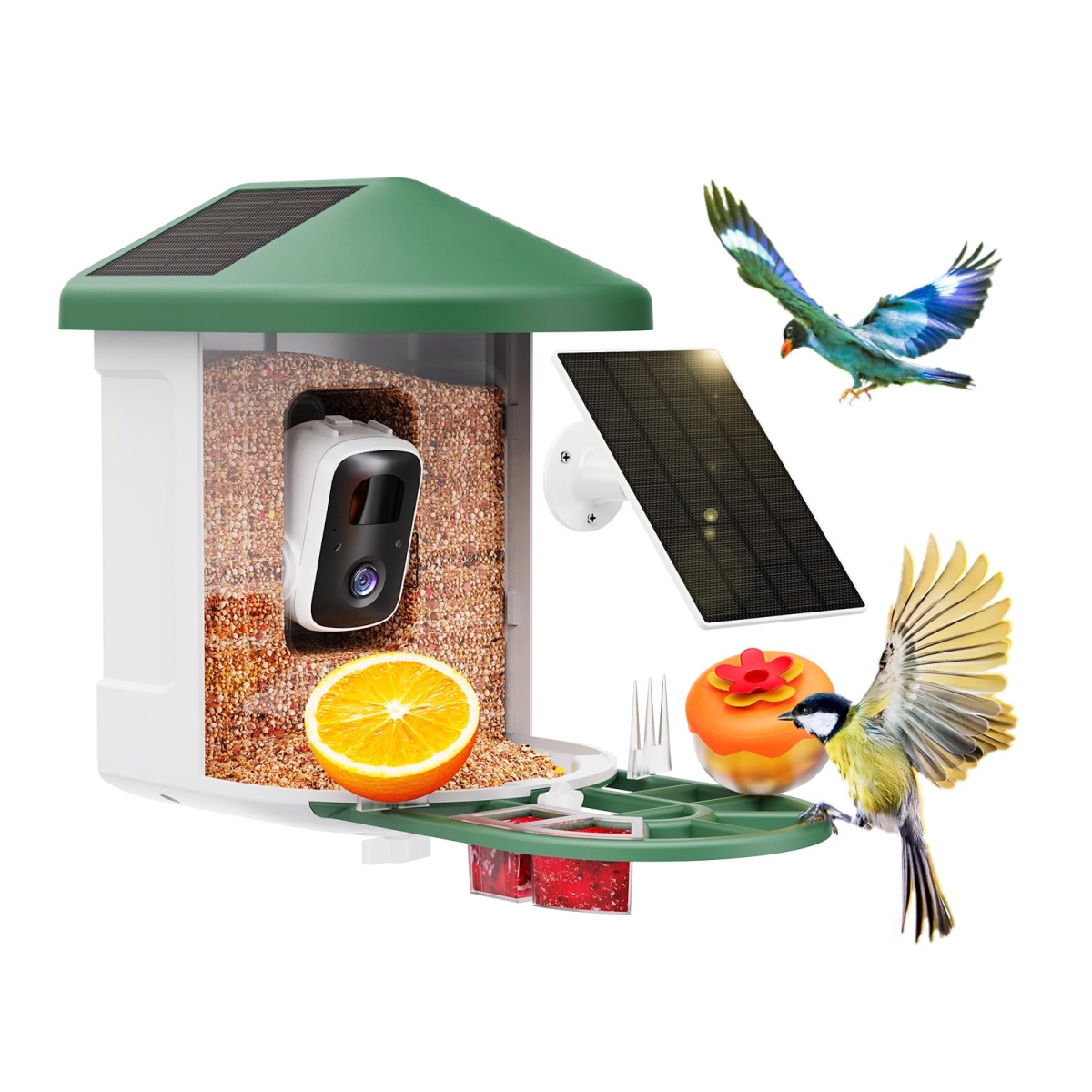 NT85485 Bird Feeder with Camera & AI Bird Species Identification, Solar Panel, 2K Live View