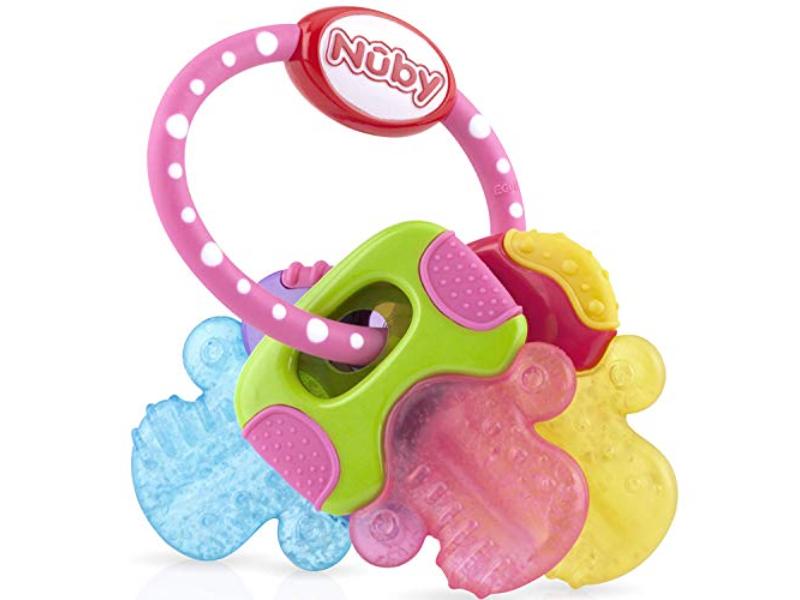 NT85599 Nuby Ice Gel Teether Keys - Silicone Soothing Baby Teether Toys for Infants - Pink