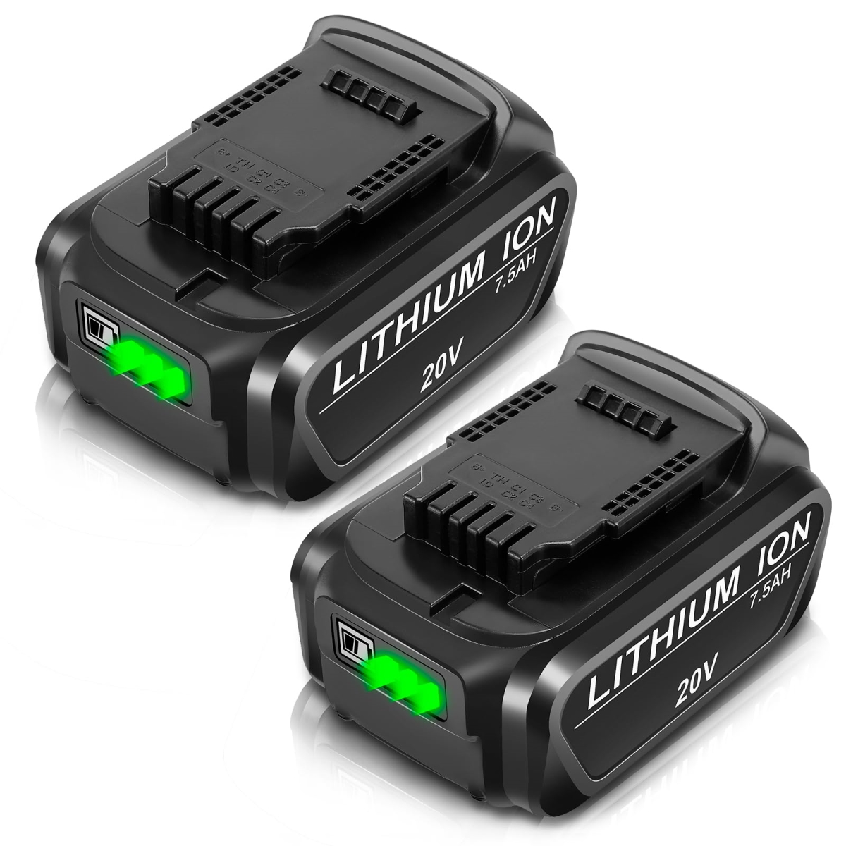 NT85606 Lipop 7.5Ah Replacement Battery for Dewalt 20V Lithium Max XR Cordless Power Tools, Black - Pack of 2