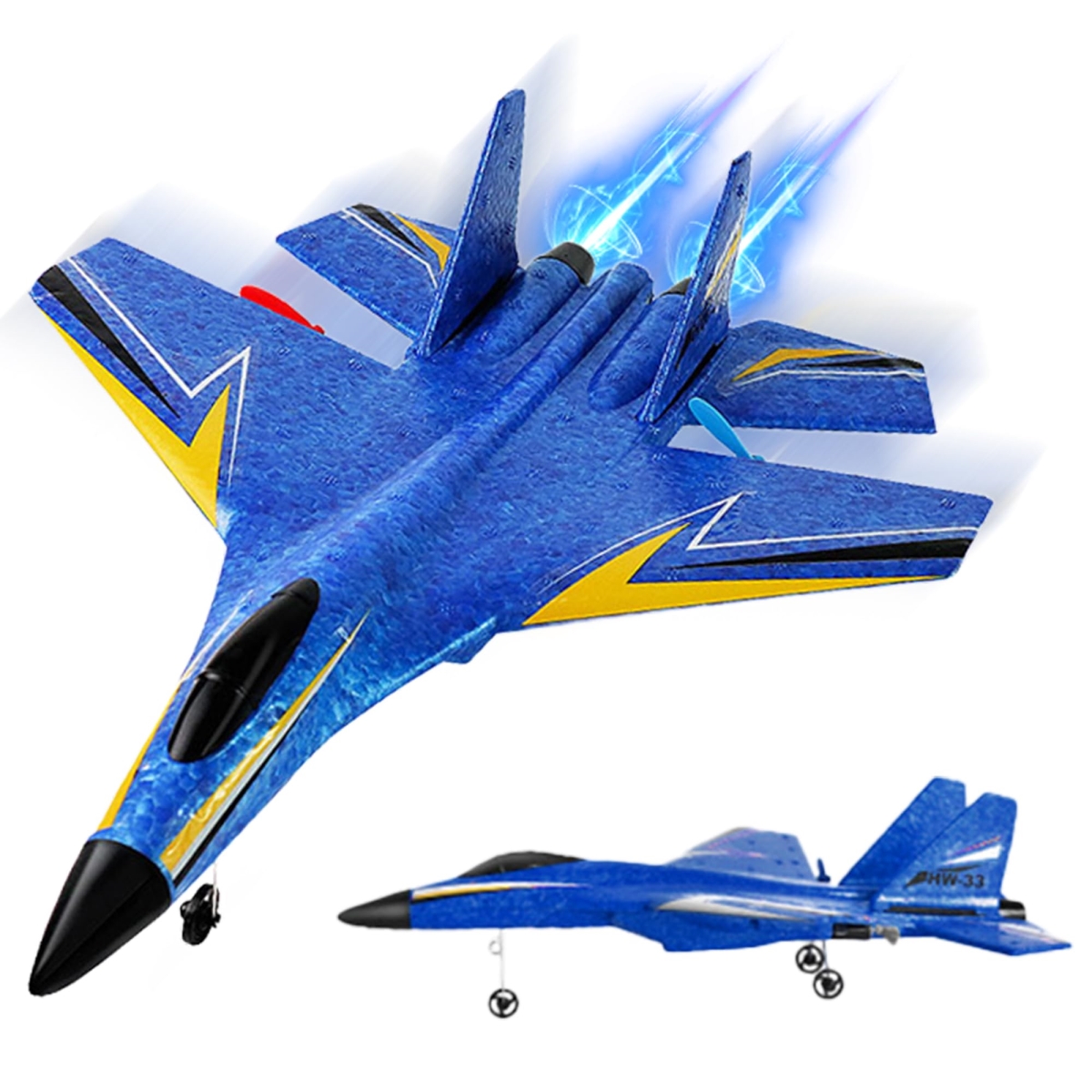 NT85620 Remote Control Airplane for Kids, 2.4 Ghz Remote Control Airplanes with Smart Gyro & LED Lights - Blue