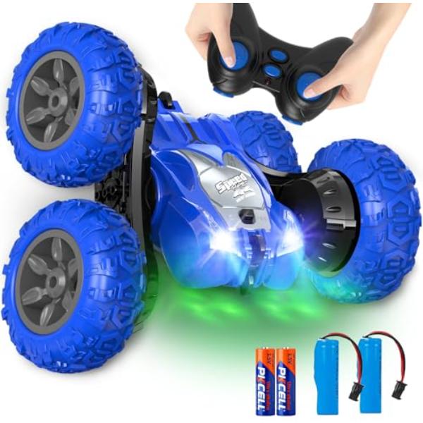 NT85629 Remote Control Car, Remote Control Stunt Double Sided 360 Deg Rolling Rotating Cars, High Speed Off Road Racing Truck - Blue