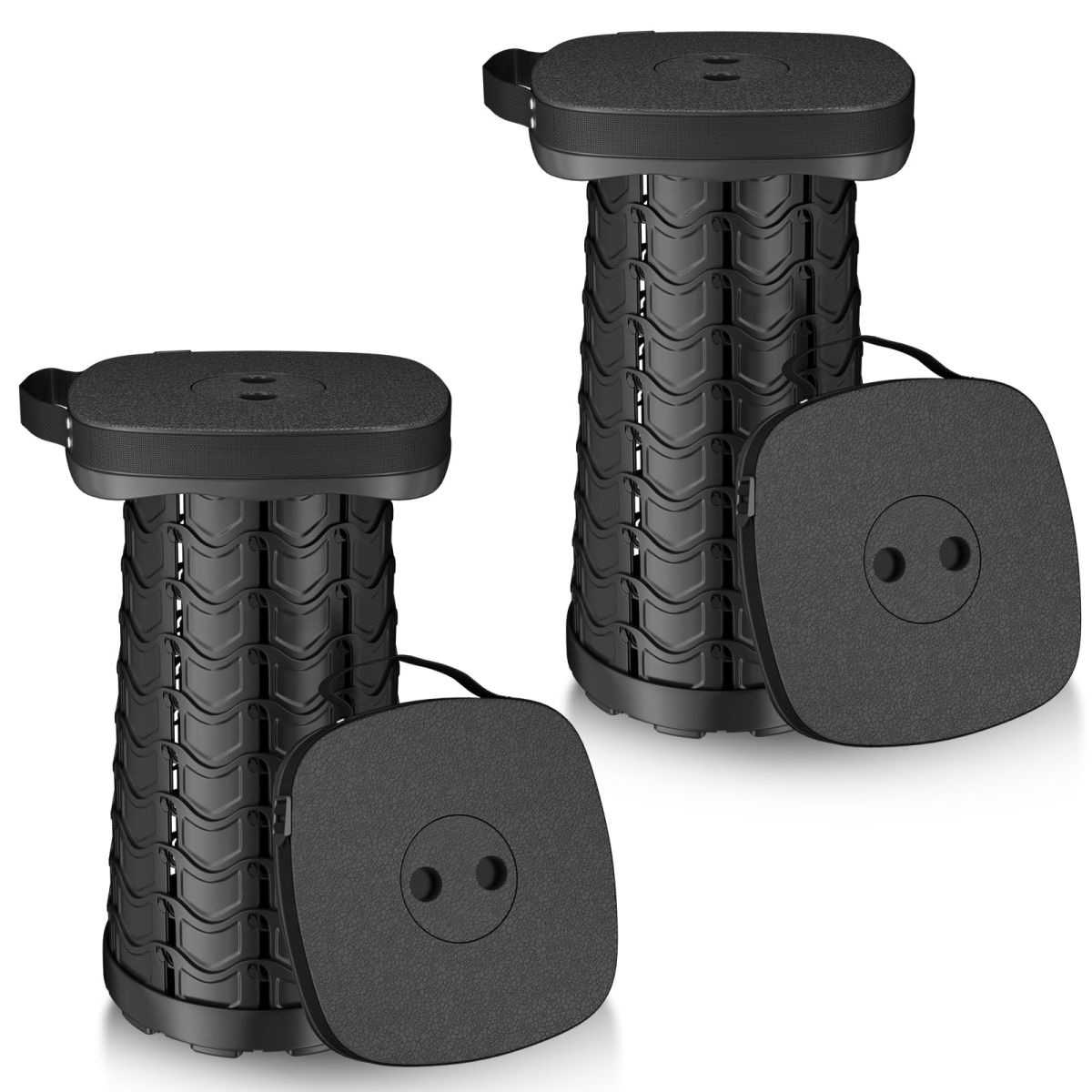 NT85642 Folding Camping Stool - Square Collapsible Portable Telescoping Stool, Max Load 485lb - Pack of 2