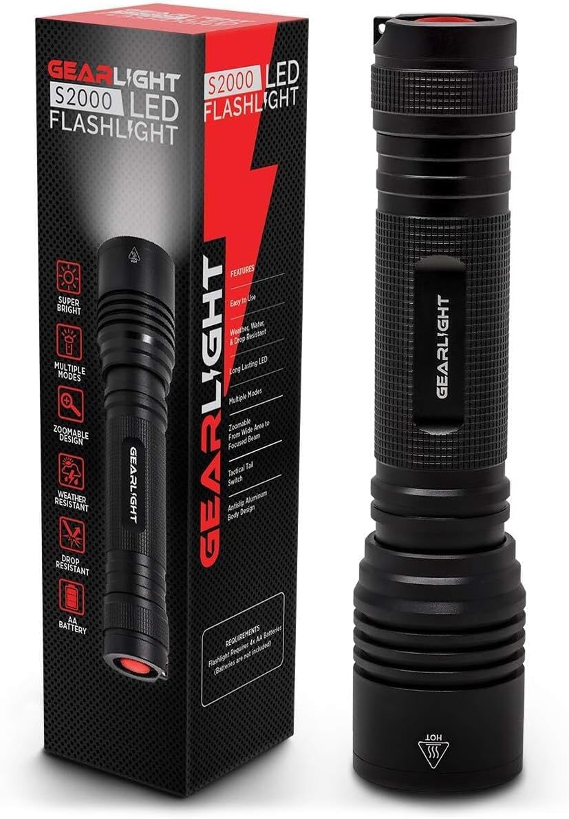 NT85651 Gear Light S2000 LED Flashlights - High Lumens, Super Bright, Tactical for Outdoor & Emergency Use