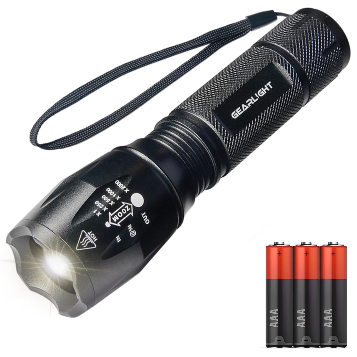 NT85665 Gear Light LED Flashlights Bright, Zoomable Tactical Flashlights with High Lumens & 5 Modes