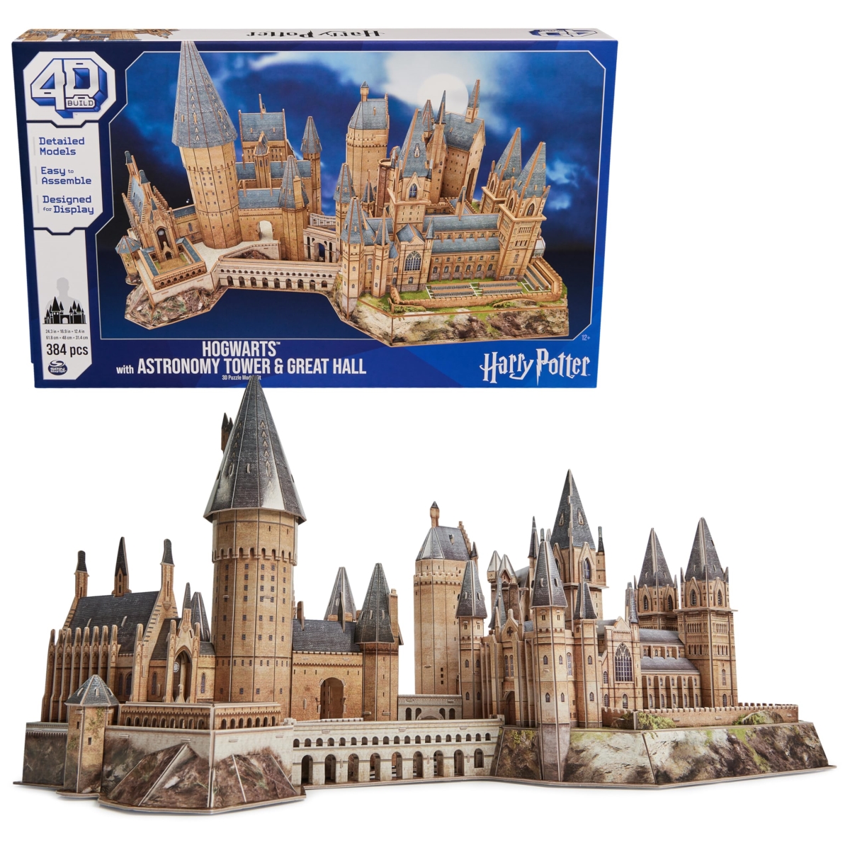 NT85823 4D Build, Harry Potter Deluxe Hogwarts Castle with Astronomy Tower & Great Hall Model Kit - 384 Piece