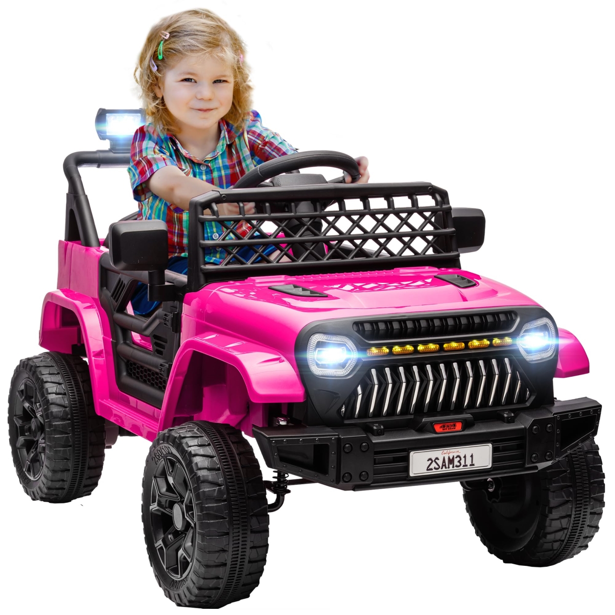 NT85944 Qaba 12V Ride On Truck, Battery Powered Kids Electric Car, Pink