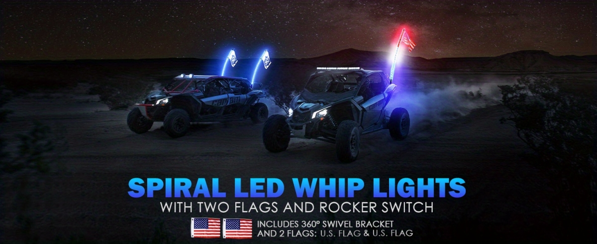 NT31072 3 ft. RGB LED Whip Lights with Remote Control, 2 Piece