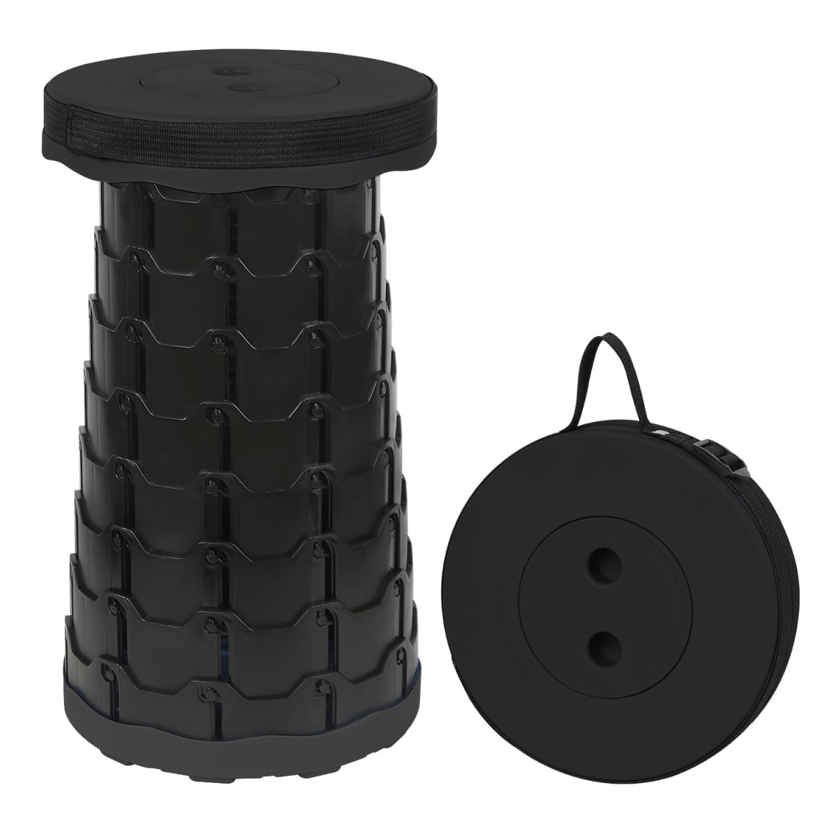 NT86058 Portable Collapsible Camping Stool, Retractable Folding Chair, 400 lbs Capacity, Lightweight for Outdoor Use, Black