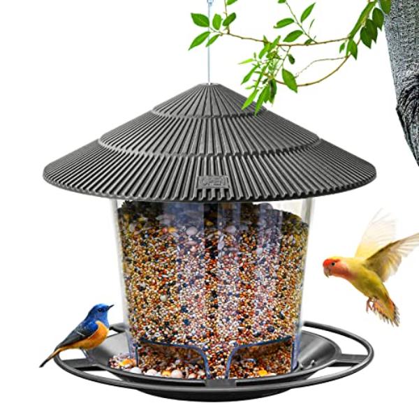NT86365 Bird Feeder Outdoor Hanging for Wild Bird Seed - Gray