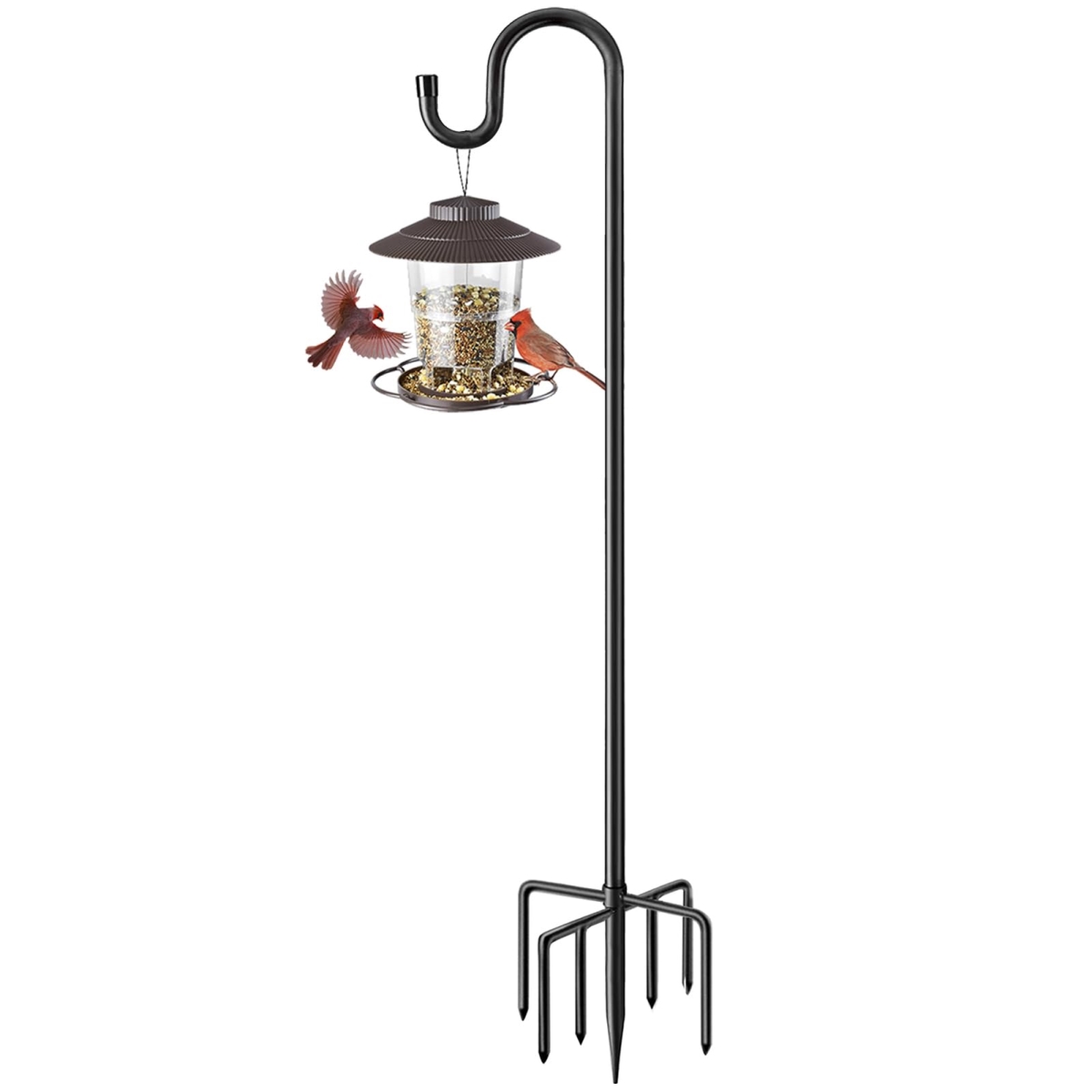 NT86423 84 in. Shepherds Hook for Outdoor Bird Feeder with 7 Prongs Base