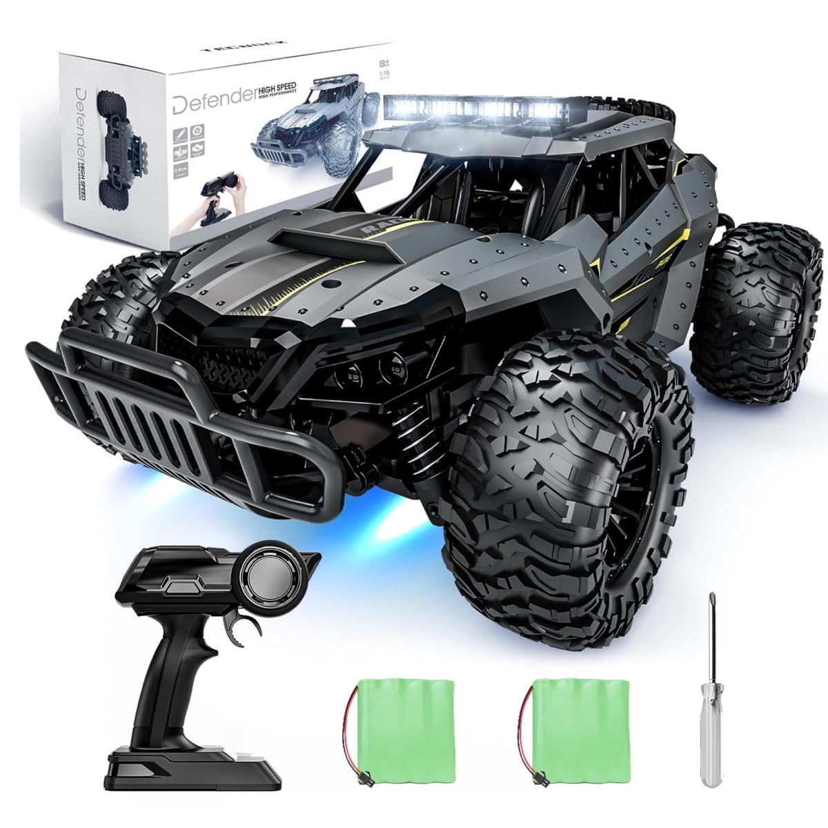 NT86435 Tecnock Remote Control Truck Car - 20 Plus KMH High-Speed 4WD Remote Control Car with Dual LED Headlights