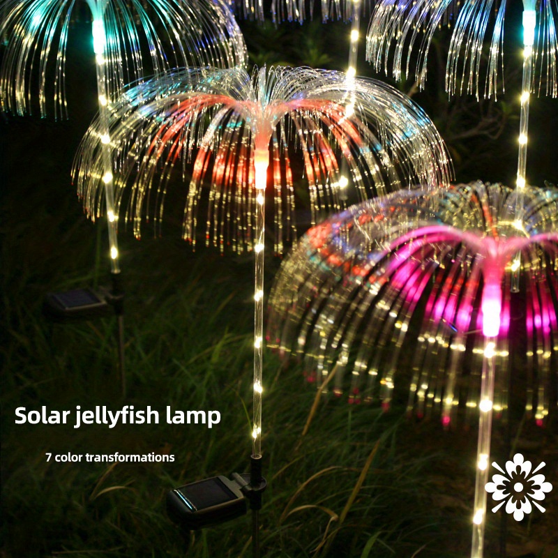 NT31079 7 LED Solar Fiber Optic Garden Lights, 2 Piece