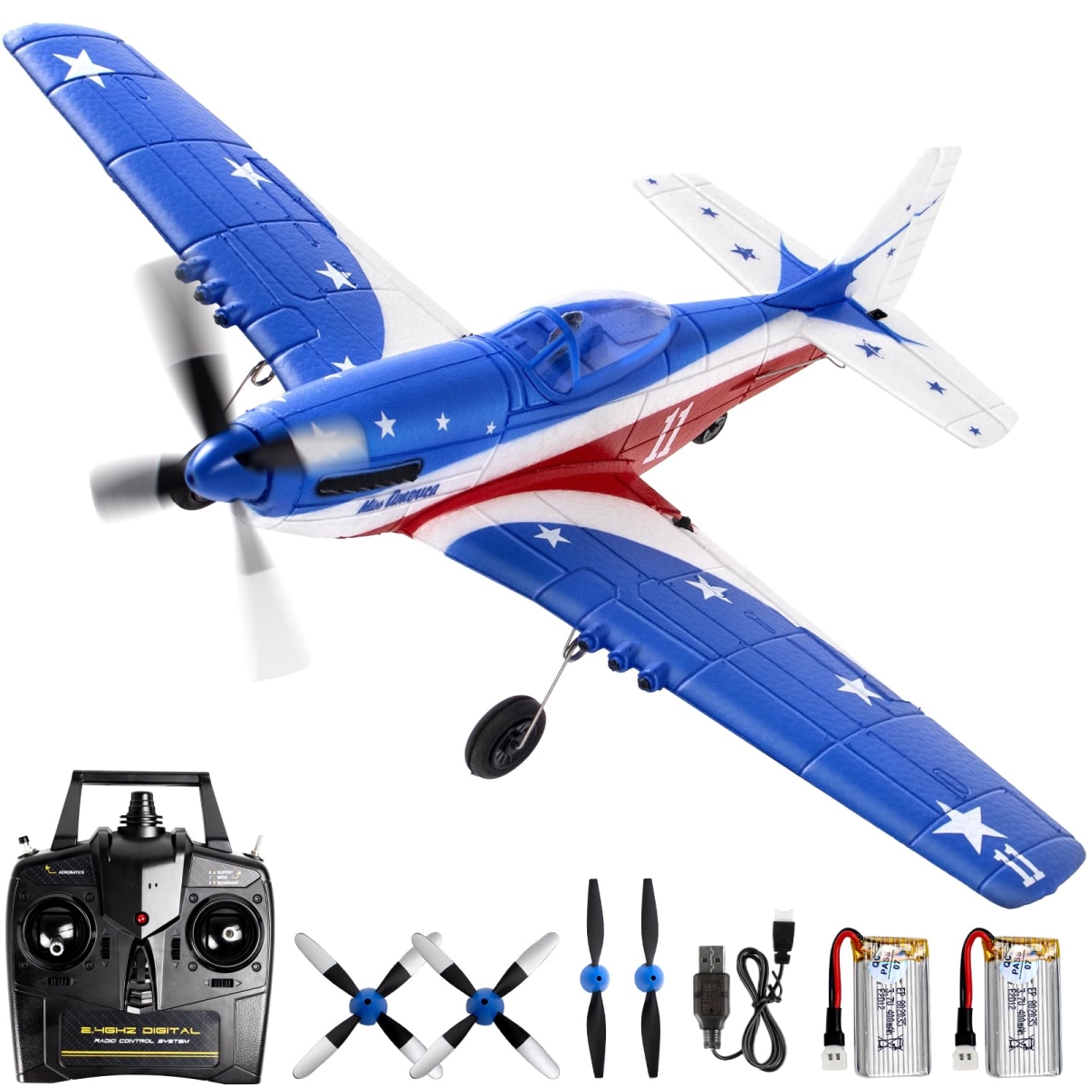 NT86910 Remote Control Plane P51D Mustang Remote Control Airplane with 4 Channel & 2.4 Ghz Gyro Stabilizer
