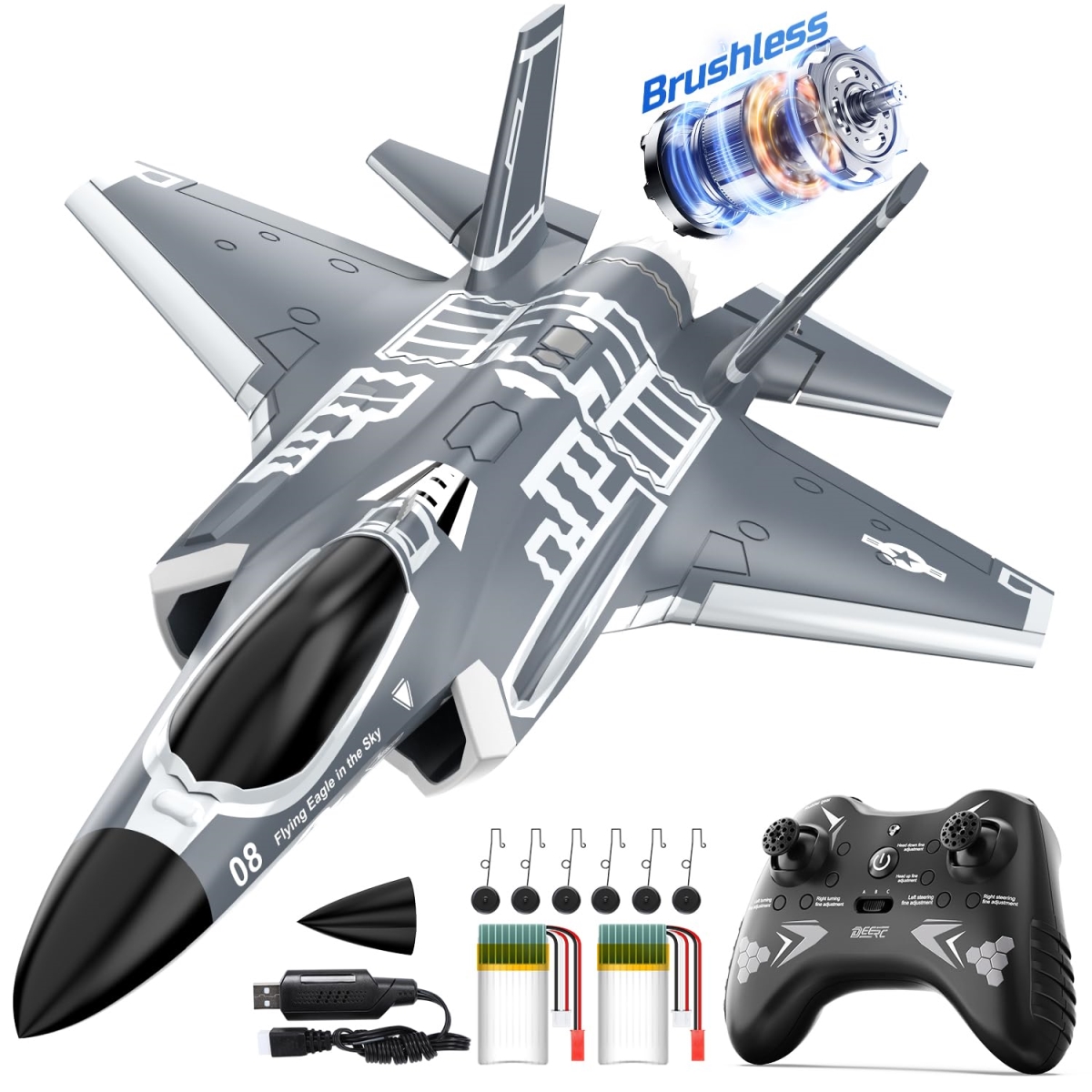 NT87065 DEERC F35 4 Channel Brushless Remote Control Plane for Adults Remote Control Airplane EDF Fighter Jet