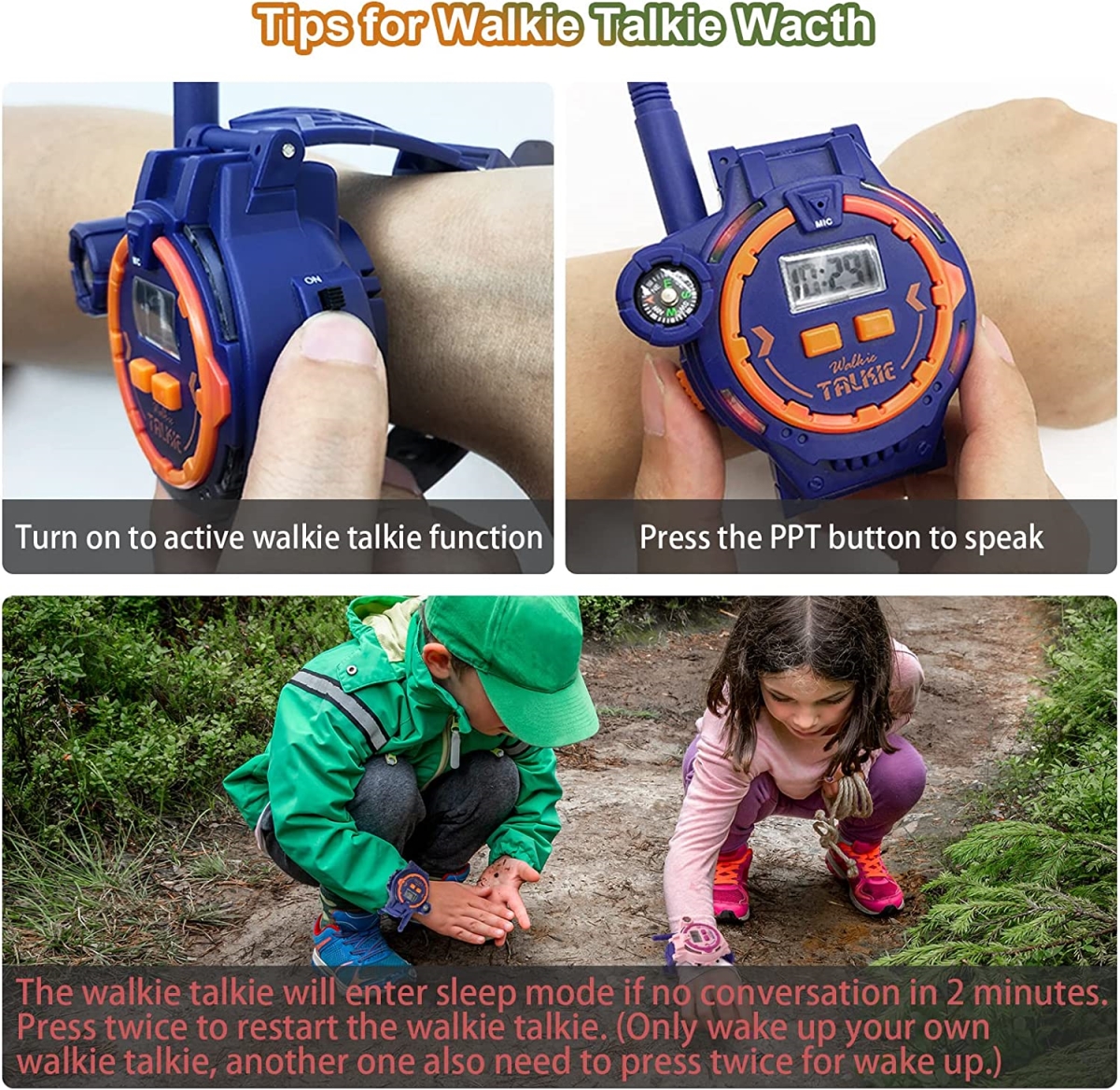 NT31085 Rechargeable Walkie Talkie Watch for Kids, 2 Piece -  netjett