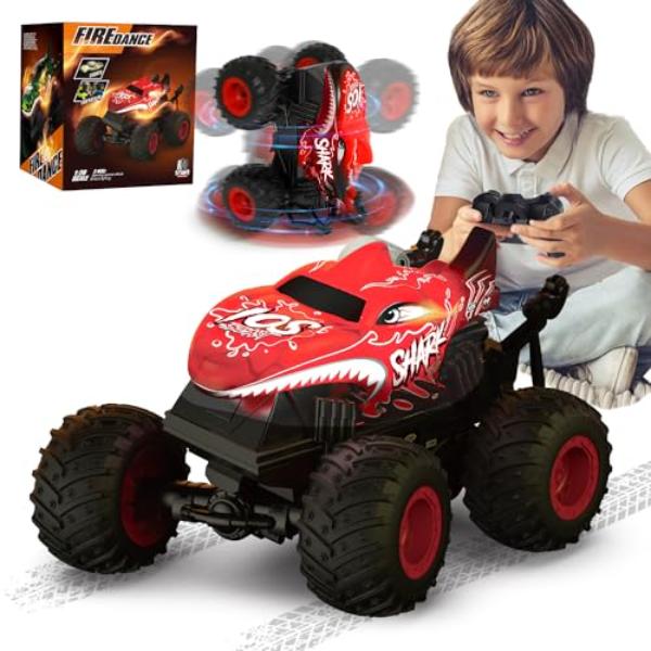 NT87207 Remote Control Monster Truck Toys, 1-20 Scale Remote Control Shark Monster Trucks with Light & Music