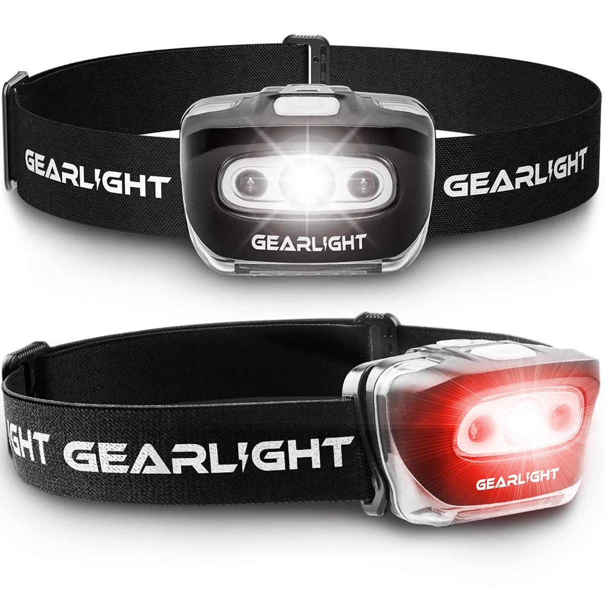 NT87410 Gear Light LED Headlamp with Adjustable Headband & 7 Modes - Pack of 2