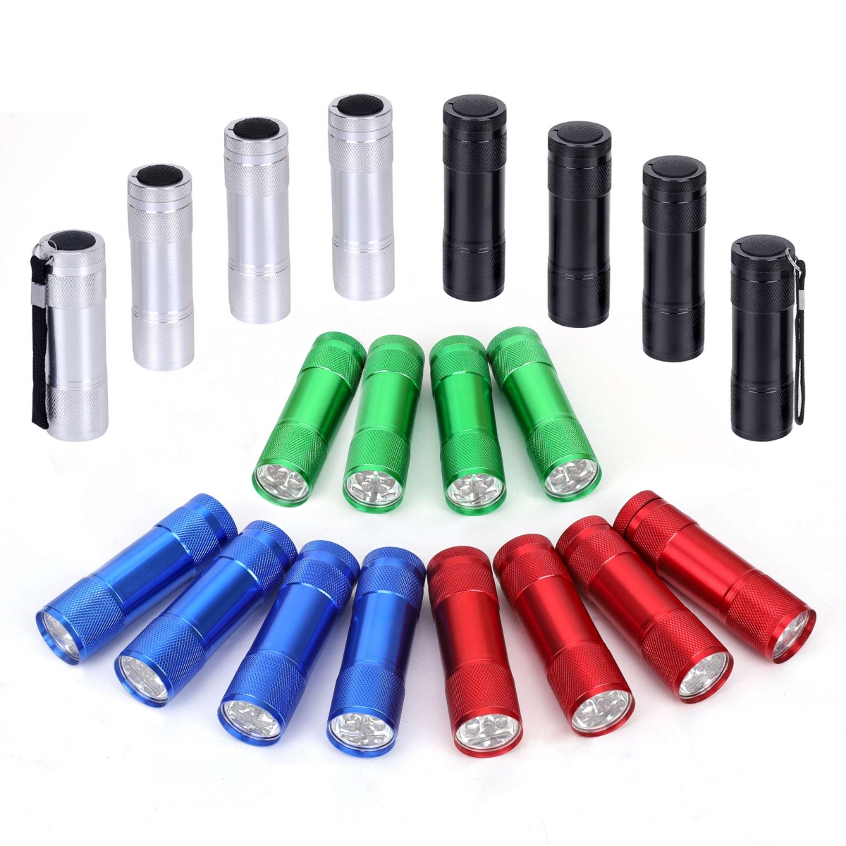 NT87483 FASTPRO Aluminum 6-LED Flashlights Set with Lanyard & Batteries - Pack of 20