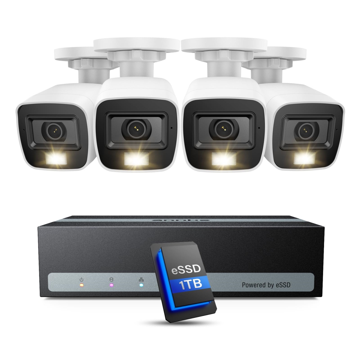 NT87508 ANNKE Security Camera System, 3K Lite 5-in-1 H.265 Plus 8CH eDVR with 1TB eSSD & 4 1080P Weatherproof Cams