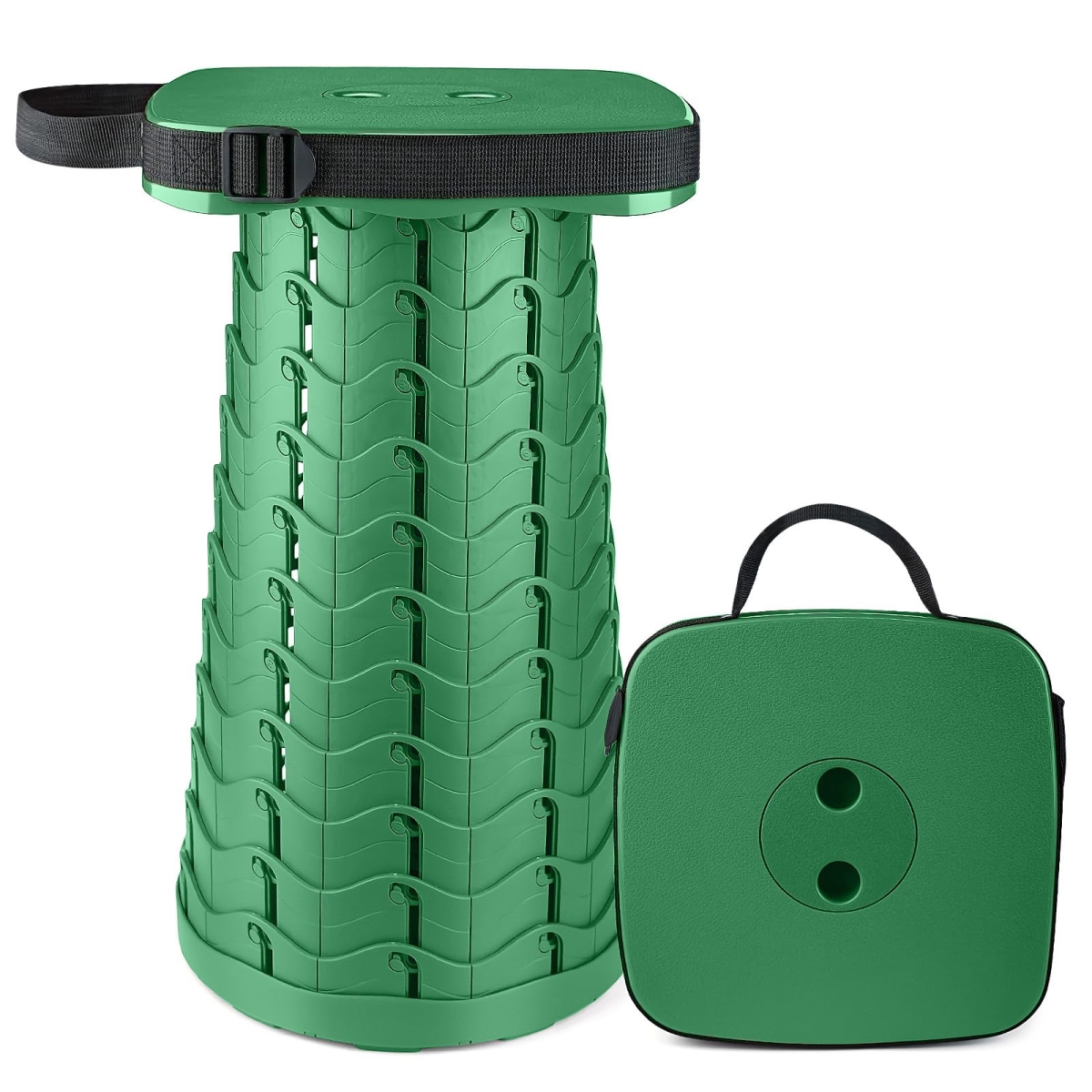 NT87856 Deers Life Square Portable Folding Stool, 2024 Upgrade - 485 lbs Heavy Duty, Lightweight Telescoping Camping Stool