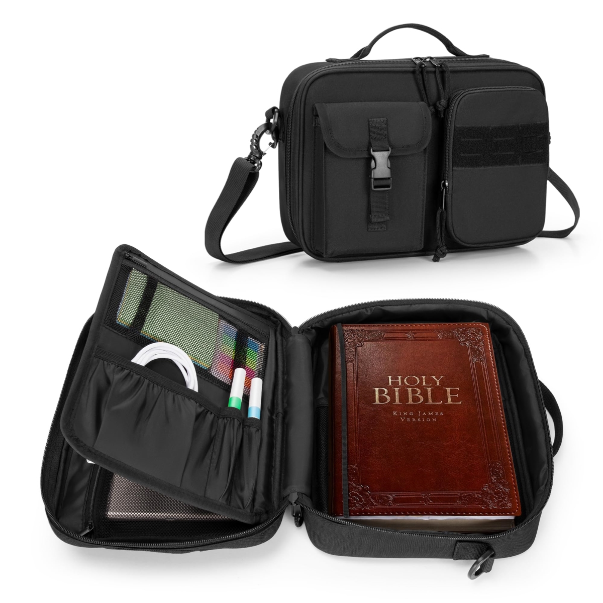 NT87883 Damero Bible Cover for Men, Black