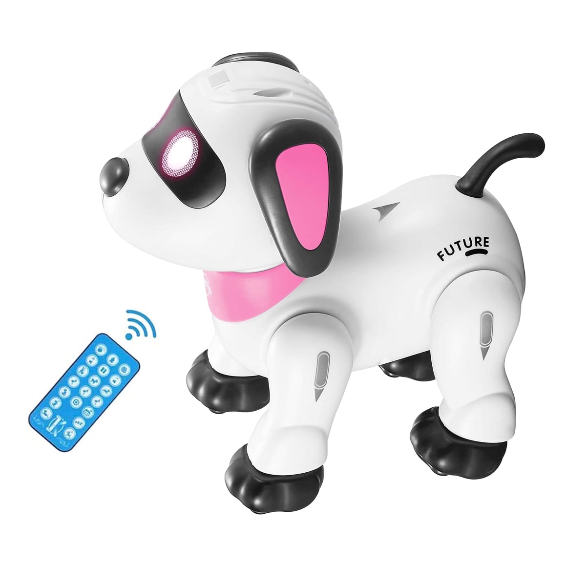 NT88078 Remote Control Robot Dog Toys - Programmable Smart Robot for Kids 3 Plus, Interactive with LED Eyes - Pink