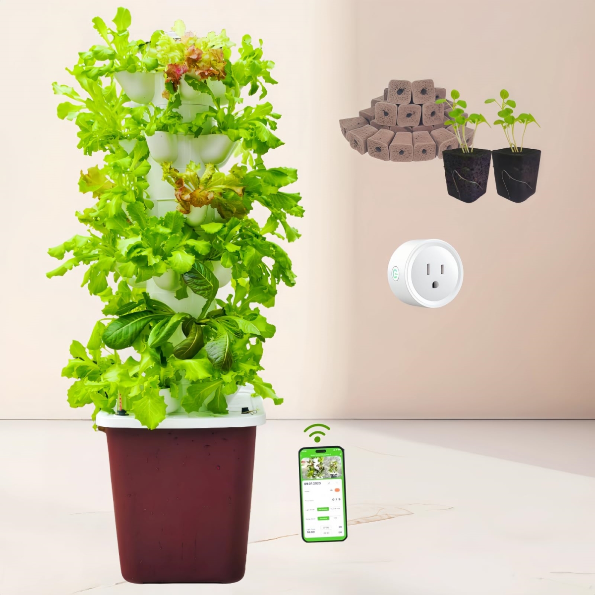 NT83753 Hydroponics Growing System Kit, Vertical Garden for Outdoor & Indoor Use, Lettuce Grow Tower, 30 Pods