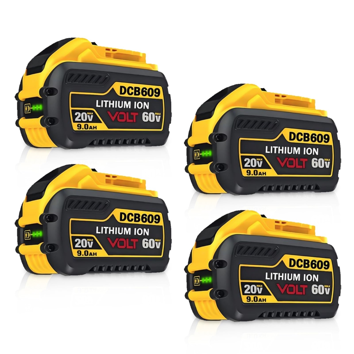 NT83843 9000 mAh 20V-60V MAX Replacement Battery for DeWalt DCB606, DCB609 & DCB612 - Pack of 4