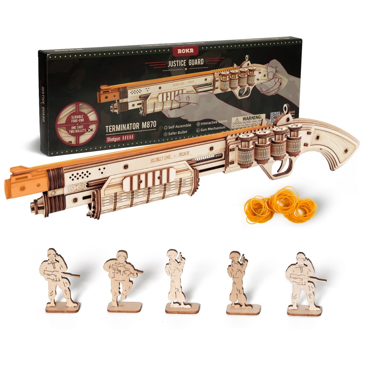 NT83973 ROKR 3D Wooden Puzzle Rubber Band Gun Model Kit for Kids & Adults
