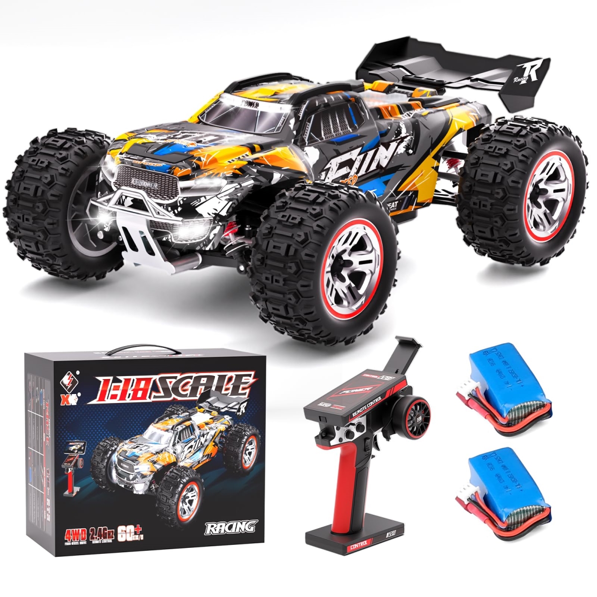 NT83981 1-18 Scale All Terrains Remote Control Car, Brushless 37 MPH Fast Electric 4X4 Off-Road Truck with Remote Control