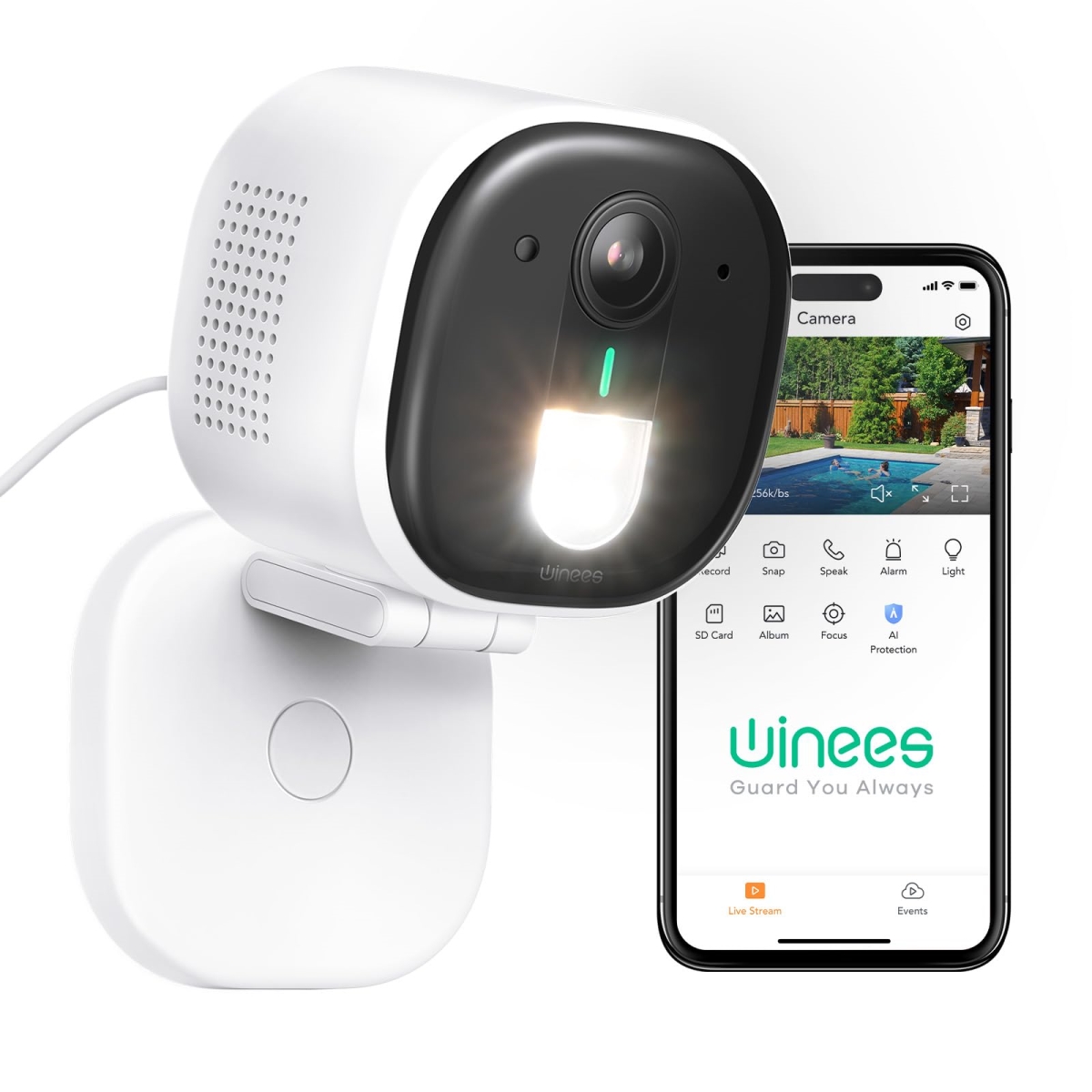 NT84035 Winees Security Camera Outdoor, Wired 2K Wi-Fi Camera for Home Security, 2.4G Indoor Camera