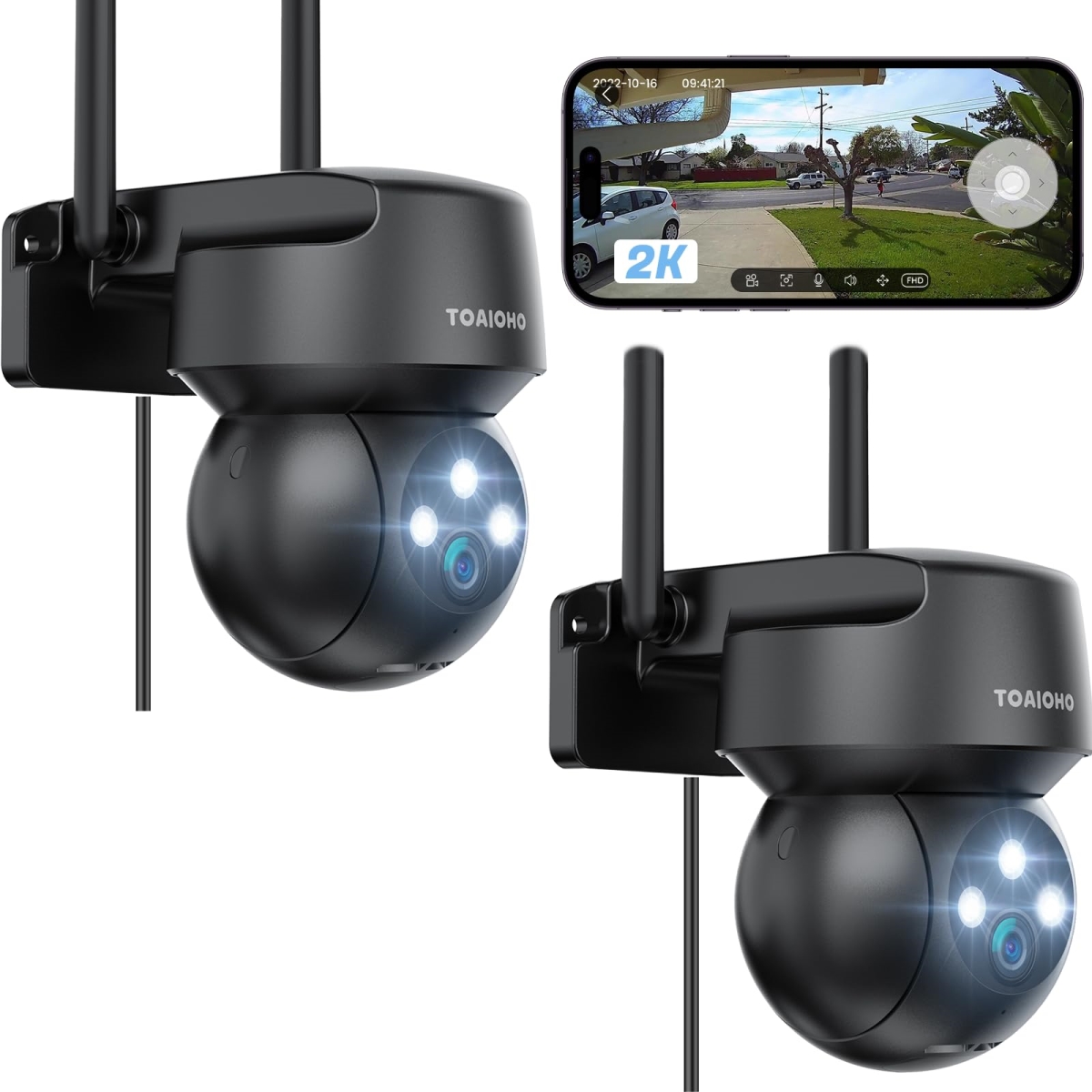 NT84044 Security Camera Outdoor Wired - 3MP Camera with 360 Deg Auto Tracking & Color Night Vision - Pack of 2